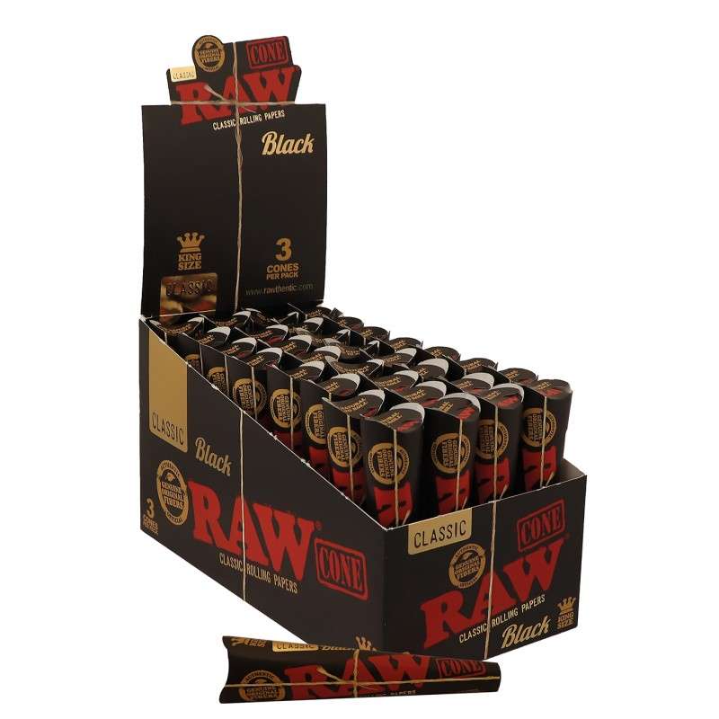 Raw Classic Black Conos King Size (Pack de 3)