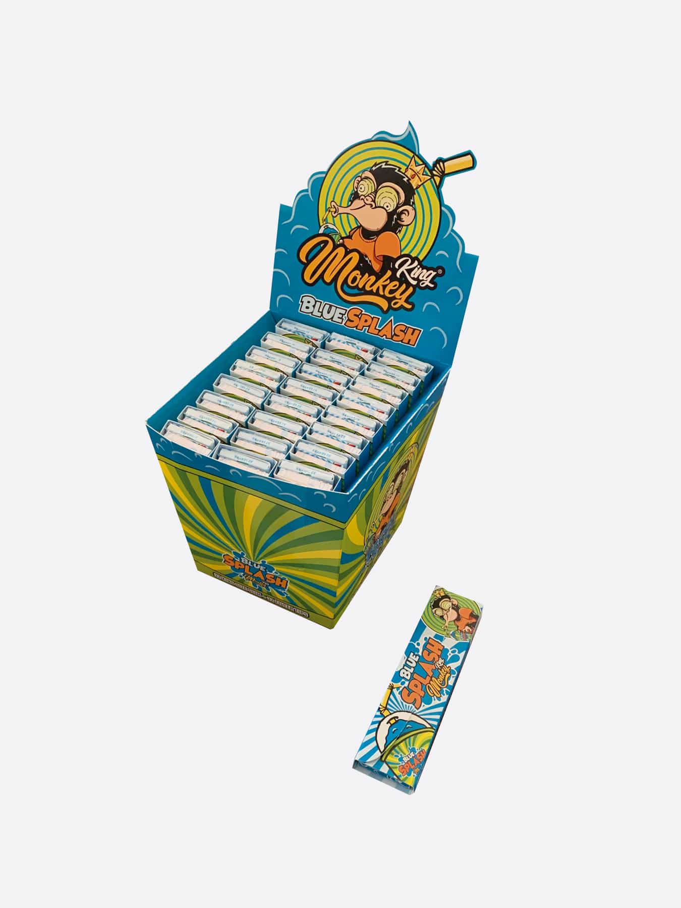 Monkey King Papel de Liar + Tips Pack Olor Blue Splash King Size Slim (MBLCPCS)