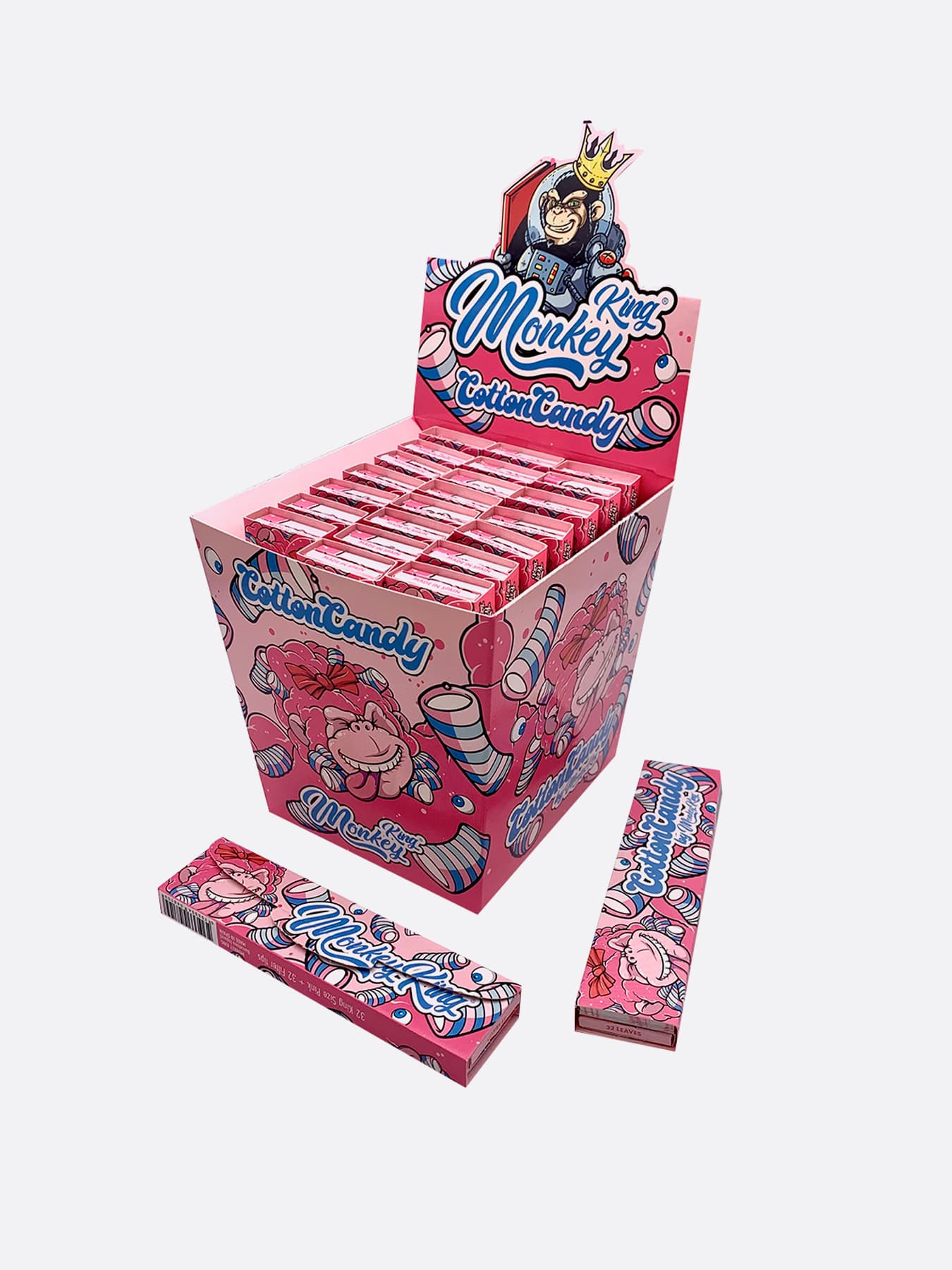 Monkey King Papel de Liar + Tips Pack Olor Cotton Candy King Size Slim (MPCPCSCC)